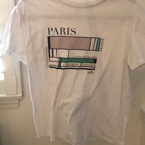 a graphic white tee